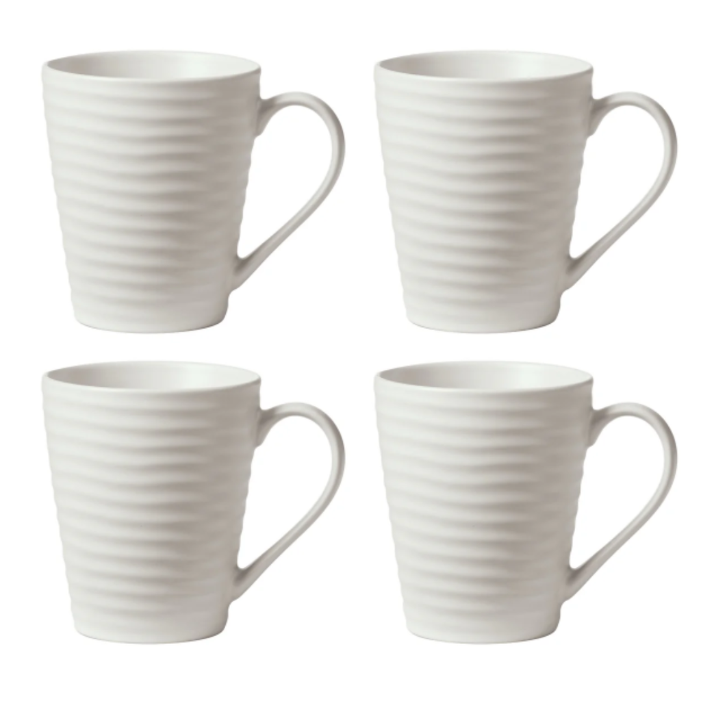Oneida Ridge White Mug Set 4pc