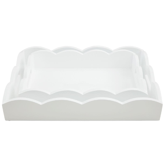 Scallop Nested Lacquer Tray White 13x18in