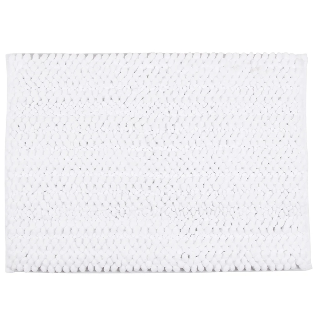 Nubby Chenille Microfiber Woven Bath Mat White