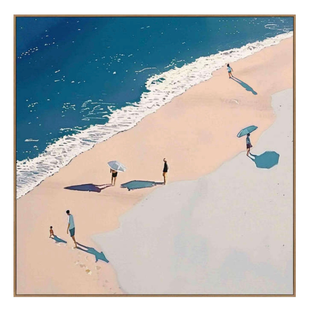 Beachgoers Framed Canvas 48x48in