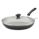 Farberware Aluminum Nonstick Skillet with Lid Pewter 12in