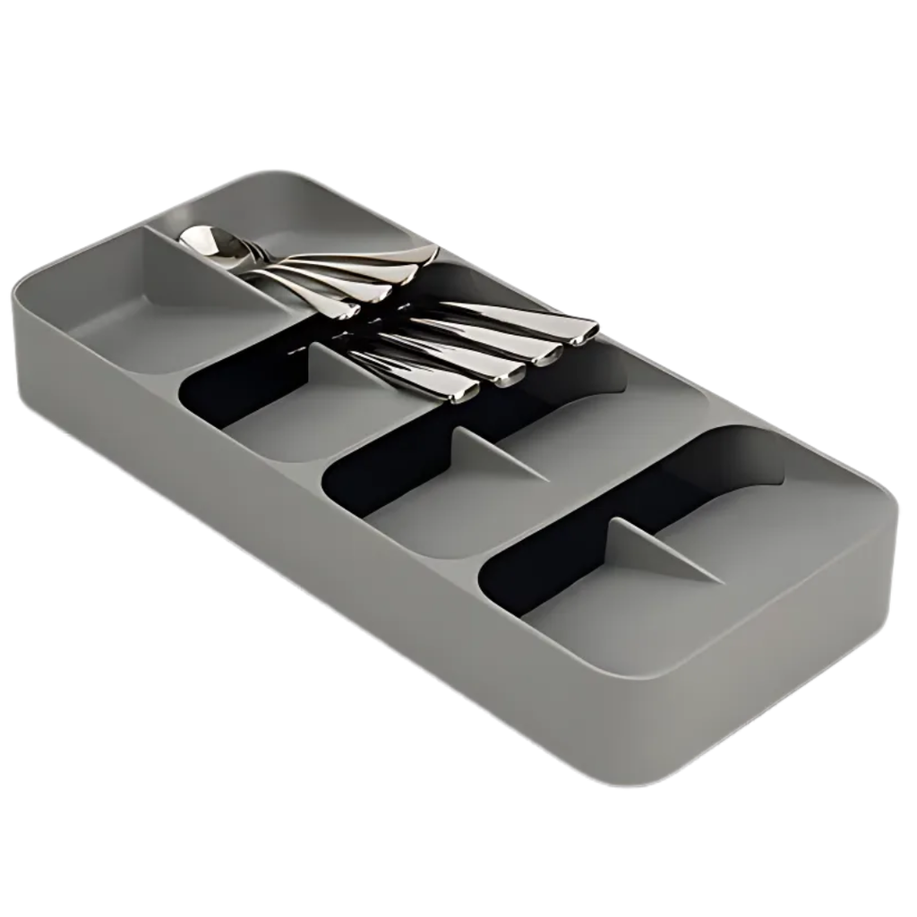 DrawerStore Compact Cutlery Organizer Grey Large