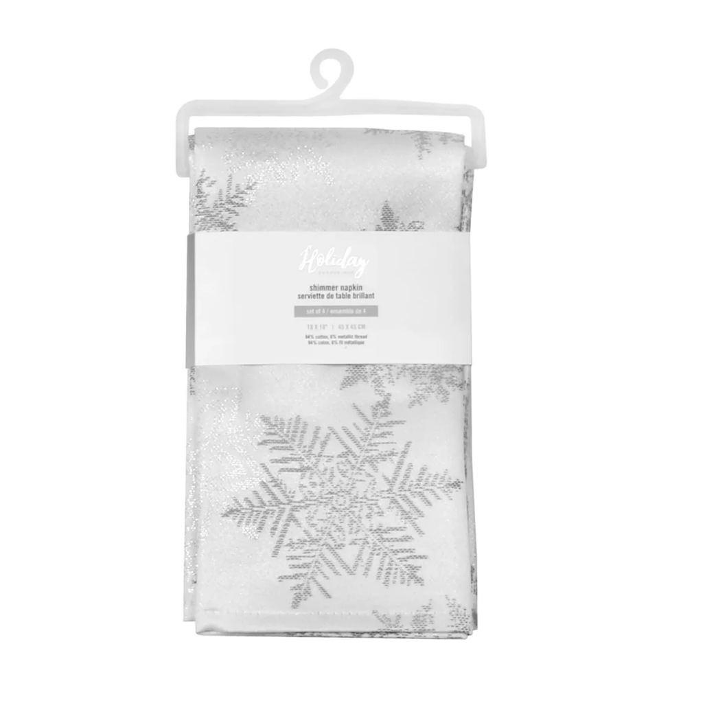 Frosted Snowflake Napkin Silver 4pc