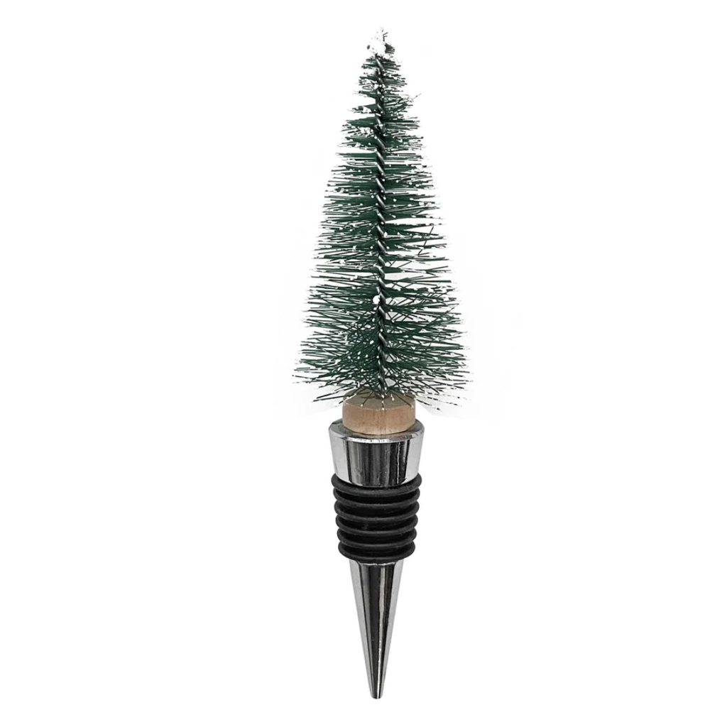 Frosted Tree Bottle Stopper Green
