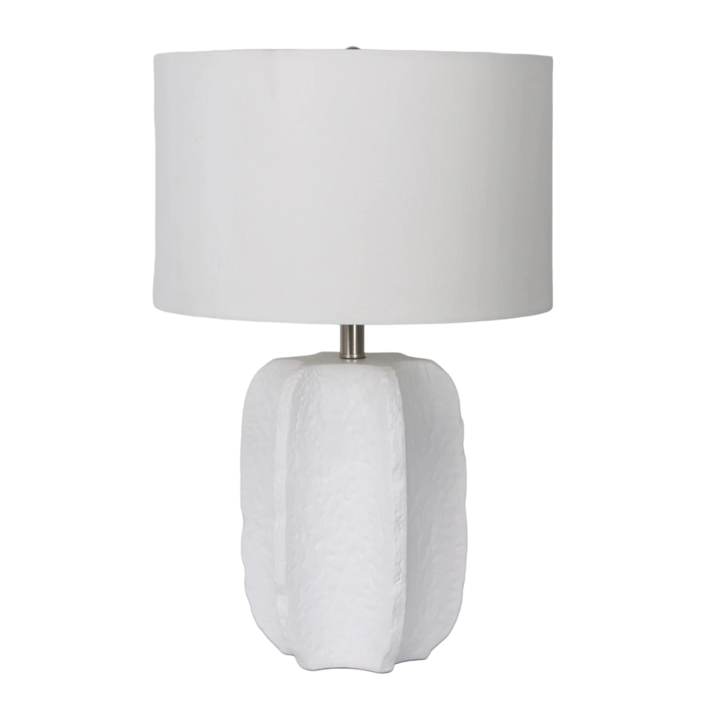 Jagged Texture Table Lamp White 24in