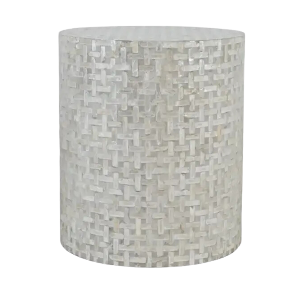 Capri Large Accent Table Grey Basket Weave