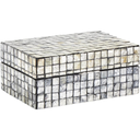 Mother of Pearl Geometric Mosaic Box Grey 12in