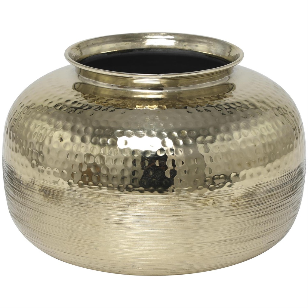 Hammered Brushed Metal Vase Gold 12in