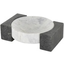 Marble Geometric Tray White & Black 10in