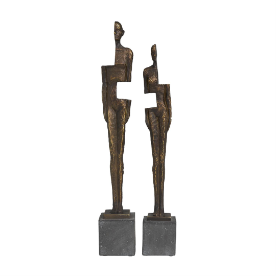 Bronze People Sculpture Set 21in