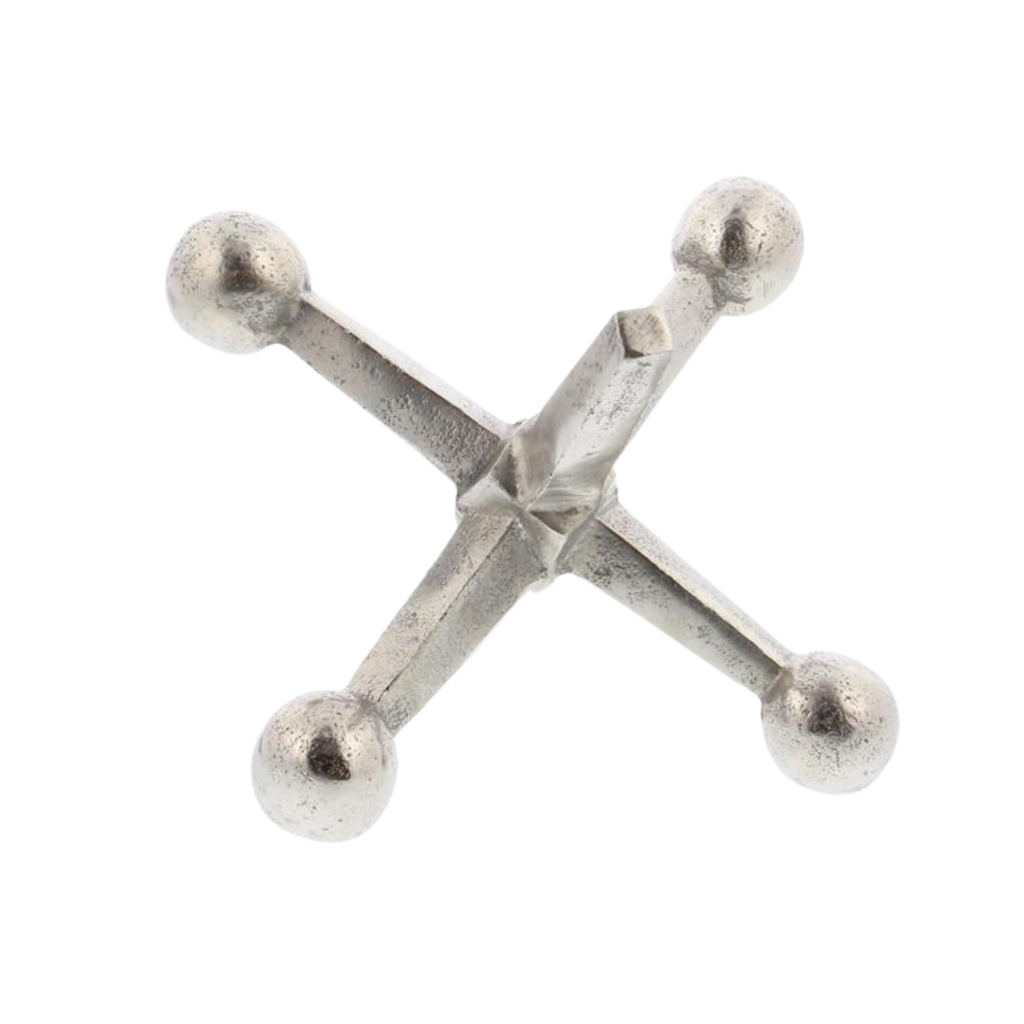 Metal Jack Sculpture Silver 4in