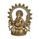 Gold Ganesh Sculpture With Rhinestone Detail 12in