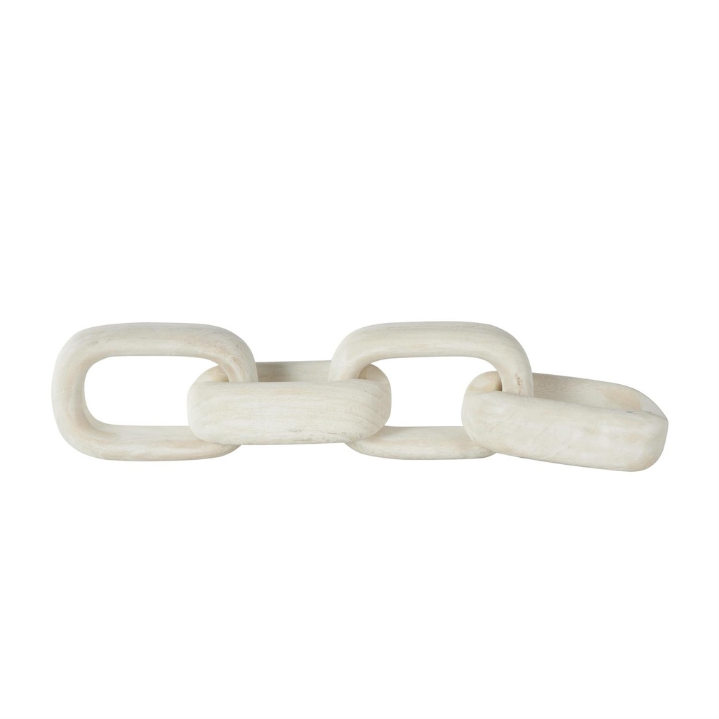 Wood Chain Link Sculpture Cream 18in