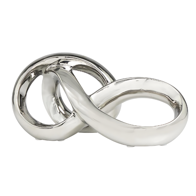 Abstract Infinity Loop Sculpture Silver 11in
