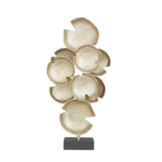 Abstract Layered Disk Sculpture Gold 32in