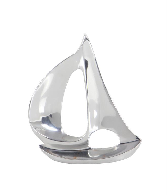 Metal Sailboat Sculpture Silver 12in