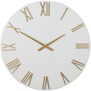 White Wall Clock with Gold Hands & Numbers 31in