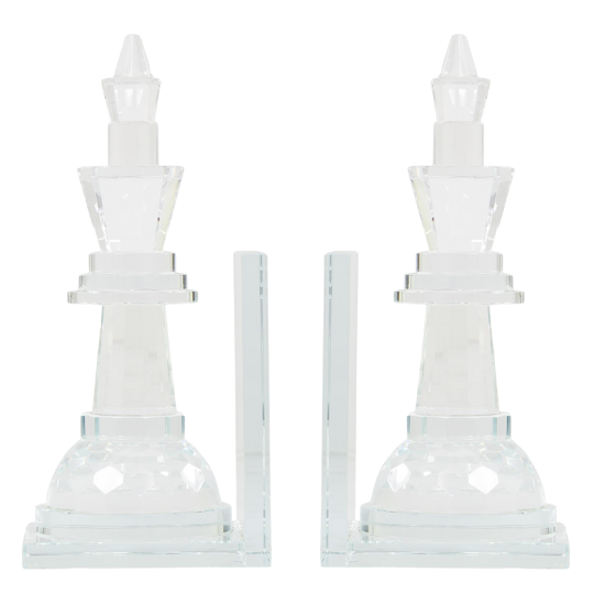 Crystal Chess Bookends Set 10in