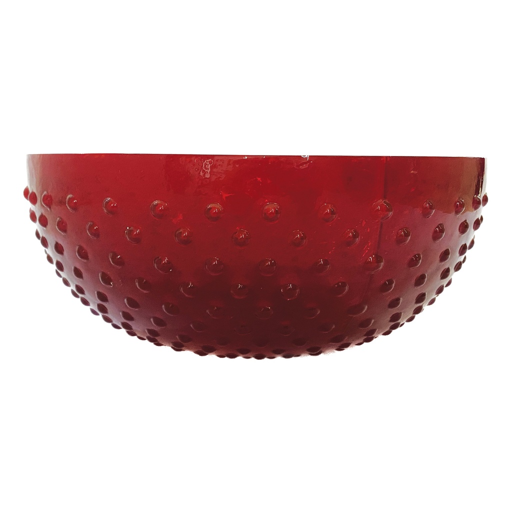 Glass Hobnail Serving Bowl Red 4.5QT