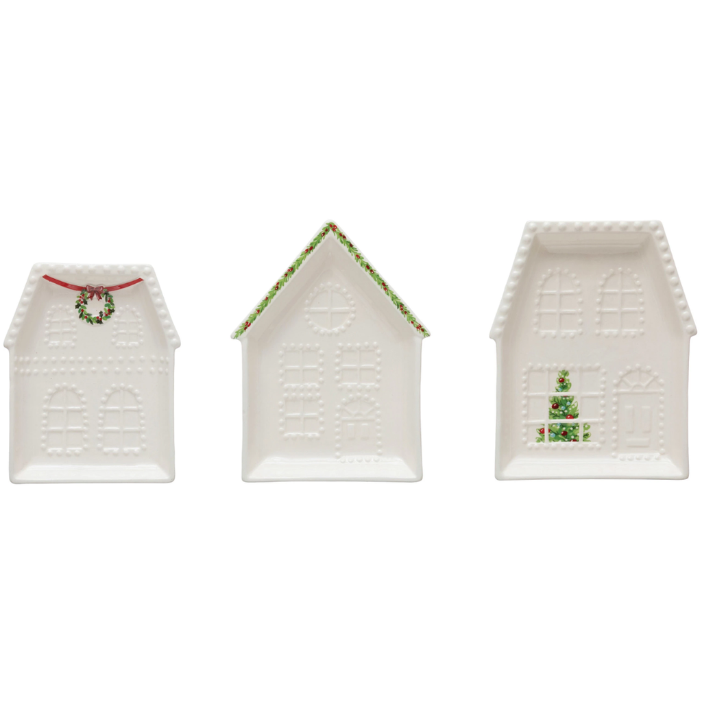 Embossed Stoneware House Plate Assorted