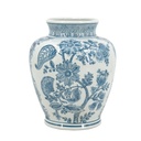 Floral Vase Blue & White 11in