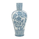 Floral Vase Blue & White 17in