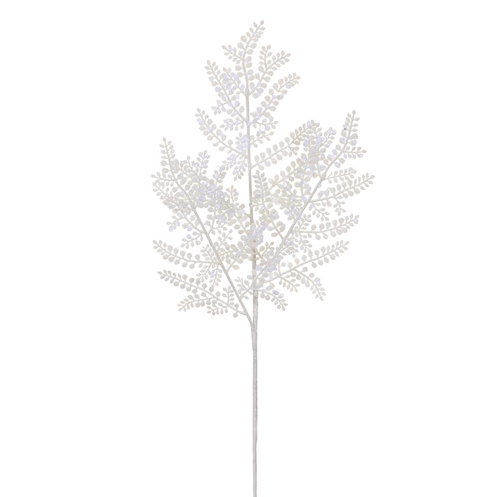 Glittered Fern Spray White 24in