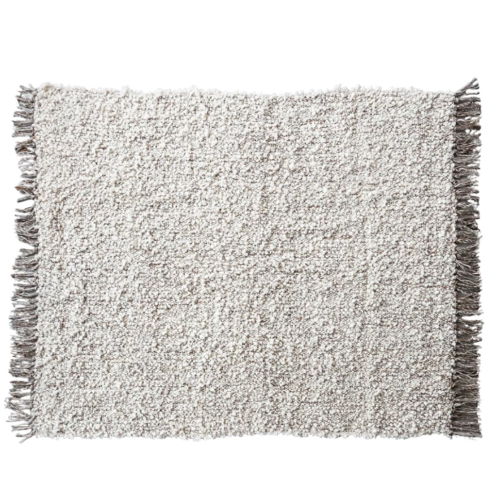 Woven New Zealand Wool Blend Shag Throw with Fringe