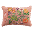 Flowers Embroidered Pillow 24x16in