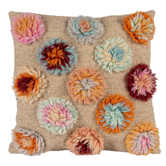 Multi Shag Circles Pillow 20in