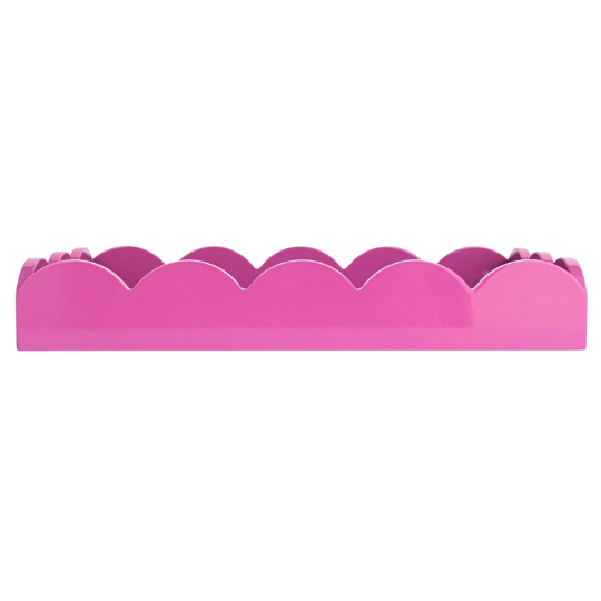 Scalloped Lacquered Tray Pink 16in