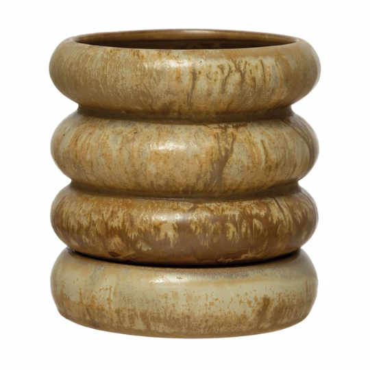 Hand Painted Stoneware Planter 12in 