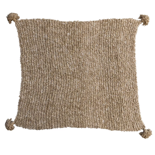Woven Fabric Chunky Knit Throw with Tassels
