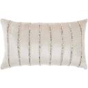 Beaded Stripe Velour Pillow Beige 12x21in