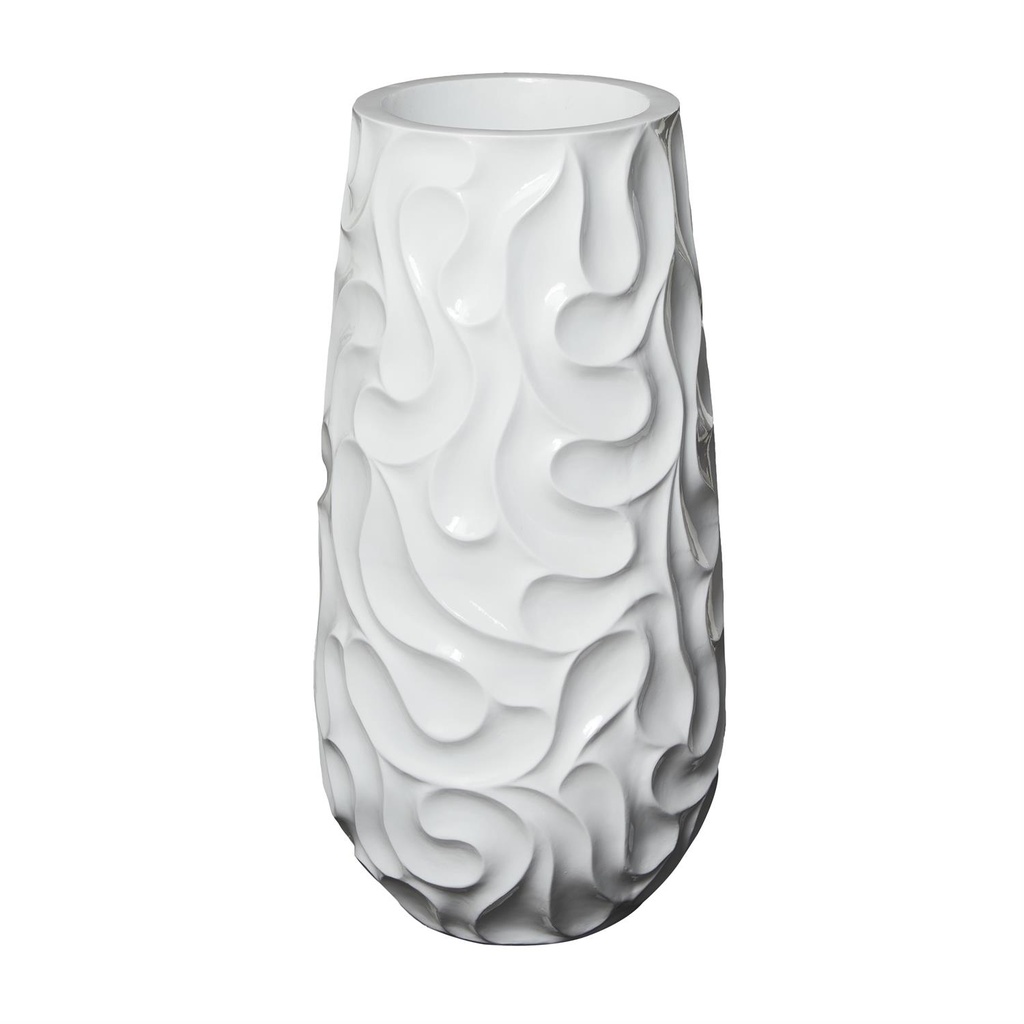 Wave Resin Floor Vase White 37in