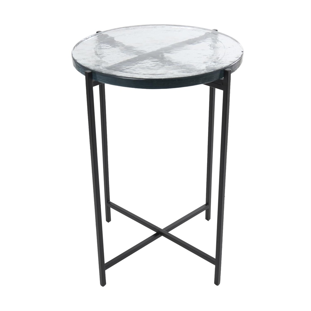 Textured Glass Side Table 16x24in