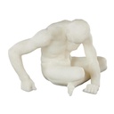 Sitting Man Sculpture White 12in