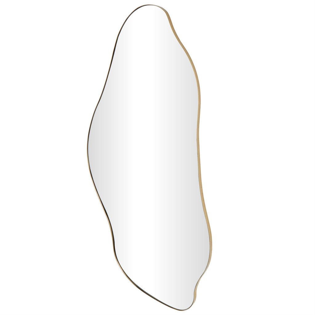 Organic Shape Wall Mirror Gold Frame 20x48in