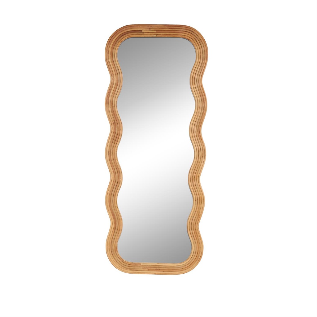 Wavy Floor Mirror Natural Wood 29x73in