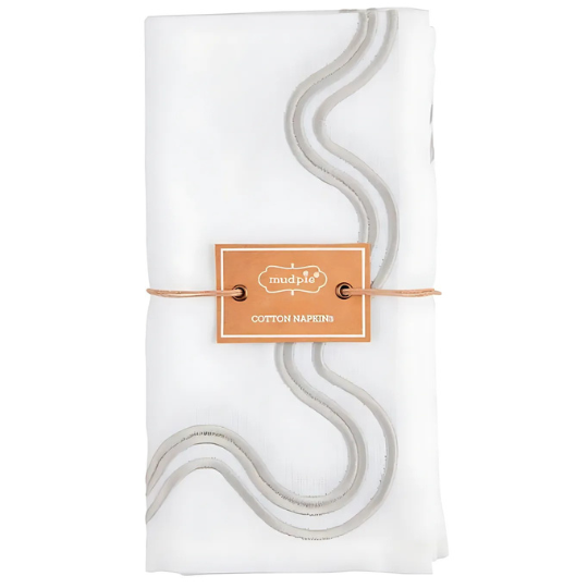 Chambray Swirl Napkin White & Grey  18x18in