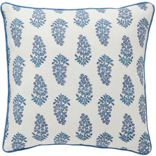 Dianthus Blue Floral Pillow 20x20in