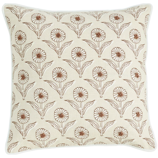 Floral Knot Chambray Pillow Taupe 18x18in