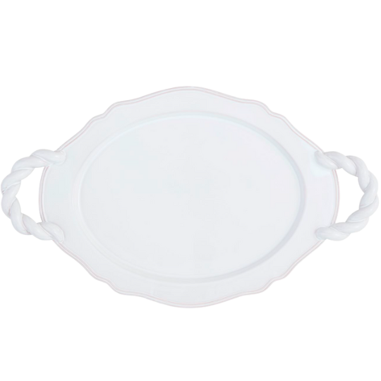 Glazed Terracotta Twisted Handle Oval Platter 