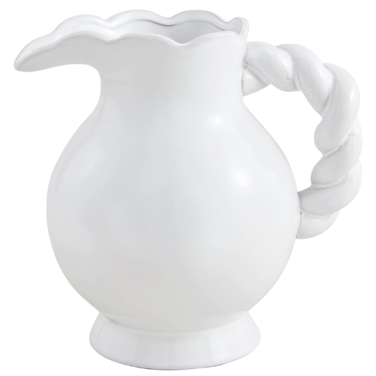 Glazed Terracotta Twisted Handle Pitcher 8.9x9in