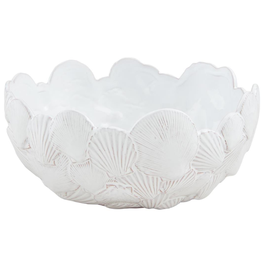 Milk Glazed Fan Shell Bowl  4.75x10in