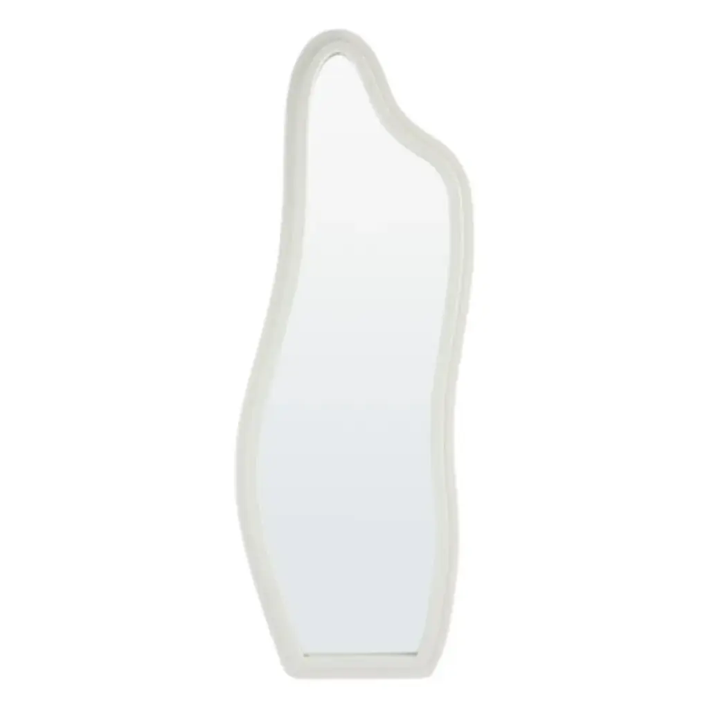 Emily Organic Shape Wall Mirror White Frame 63in x 23in