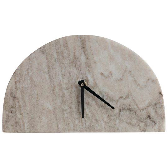 Marble Half Circle Clock 10x6in