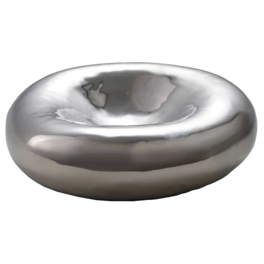 Decorative Stoneware Bowl Chrome Finish 7in