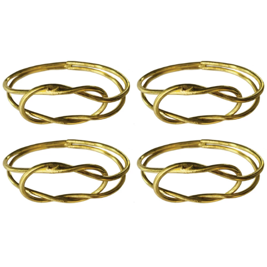 Twisted Knot Napkin Rings Gold 4pc
