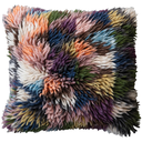 Wool Shag Pillow Multi Color 20x20in